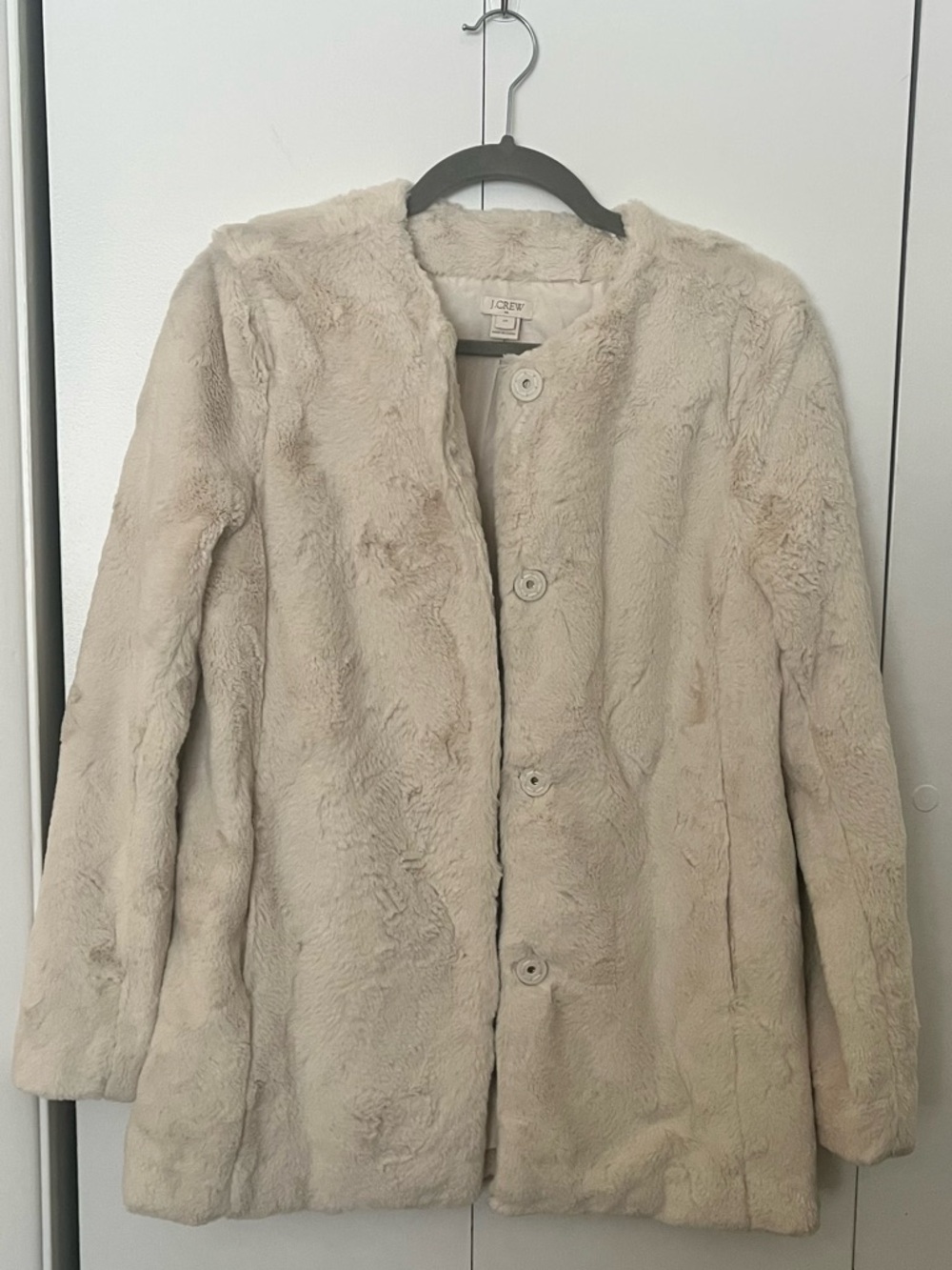 J. Crew Factory Faux Fur Jacket in Cream NWOT
